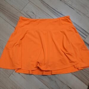 CRZ Yoga Orange Athletic Skort Built-In Shorts Back Zip Pocket Tennis L